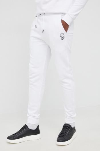 Kalhoty Karl Lagerfeld pánské, bílá barva, hladké