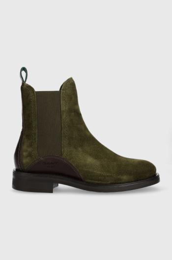 Semišové kotníkové boty Gant Aimlee dámské, zelená barva, na plochém podpatku