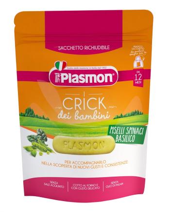 6x PLASMON Sušenky zeleninové Crick špenát, hrášek a bazalka 100 g, 12m+