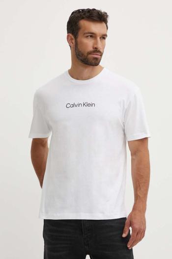 Bavlněné tričko Calvin Klein bílá barva