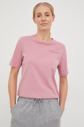 Bavlněné tričko Peak Performance růžová barva