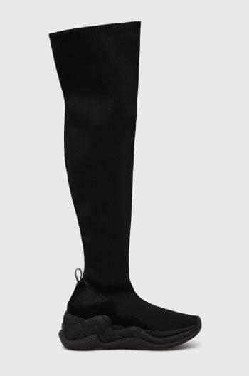 Kozačky Kurt Geiger London London Knit Otk Sock dámské, černá barva, na plochém podpatku