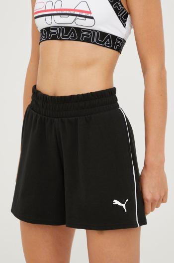 Tréninkové šortky Puma Modern dámské, černá barva, s potiskem, high waist