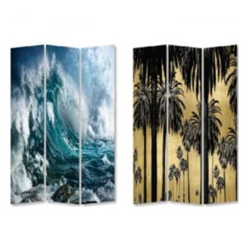 Paravan Triptychon Wave vs Palms 180 × 120 cm