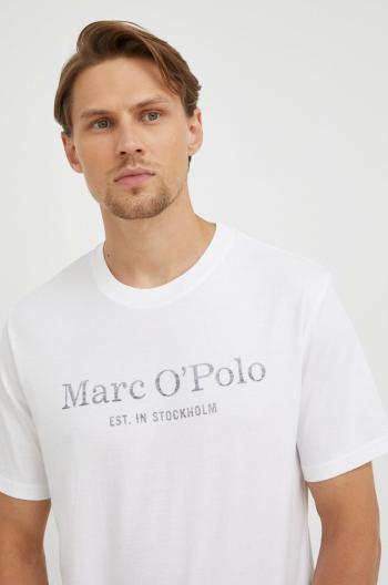 Bavlněné tričko Marc O'Polo bílá barva, s potiskem