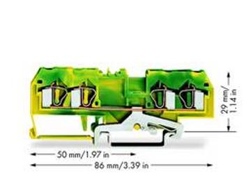 Svorka ochranného vodiče WAGO 281-657/999-950, osazení: Terre, pružinová svorka, 6 mm, zelená, žlutá, 50 ks