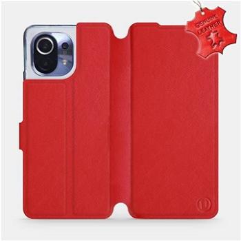 Kožené flip pouzdro Xiaomi Mi 11 - Červené -  Red Leather (5903516622238)