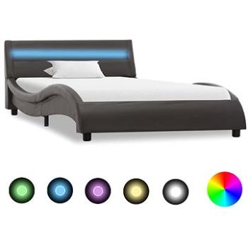 Rám postele s LED světlem šedý umělá kůže 90x200 cm (285690)