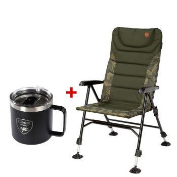 Giants fishing křeslo chair long back + nerezový thermo hrnek 400 ml zdarma