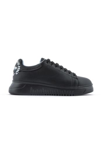 Kožené sneakers boty Emporio Armani černá barva