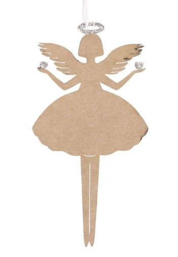 Set 6ks hnědý papírový anděl s glitry Vintage - 6*12 cm 51980-20