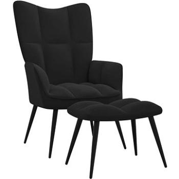 Relaxační křeslo se stoličkou černé samet, 328090 (328090)