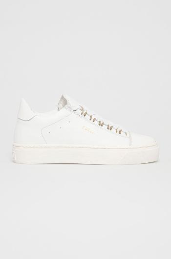Kožené boty Furla Hikaia bílá barva, na plochém podpatku