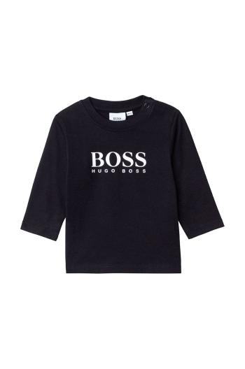 Dětské tričko s dlouhým rukávem Boss černá barva, s potiskem