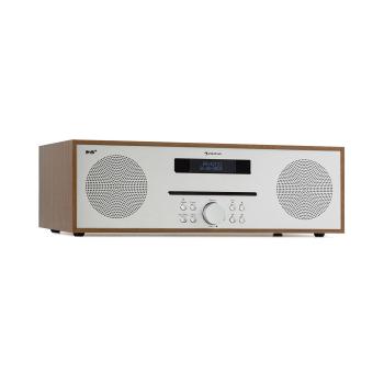 Auna Silver Star CD-DAB, rádio s CD, 2 x 20 W max., štěrbinový CD přehrávač, DAB+, BT, ALU, hnědý