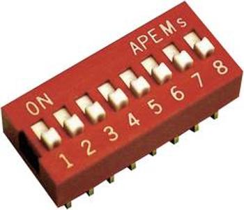 DIP spínač APEM DS-02, 10,16 x 6,9 mm, 500 V/DC, standardní, 2pól.