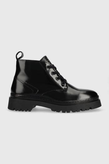 Kožené kotníkové boty Gant Aligrey dámské, černá barva, na plochém podpatku