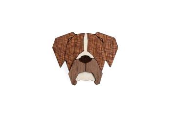 Dřevěná brož ve tvaru psa Boxer Brooch s praktickým zapínáním a možností výměny či vrácení do 30 dnů zdarma