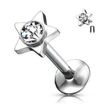 Šperky4U Piercing do brady - labreta hvězda - LB01026-C