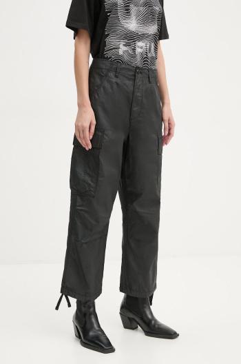 Kalhoty G-Star Raw dámské, černá barva, kapsáče, high waist, D25251-C973