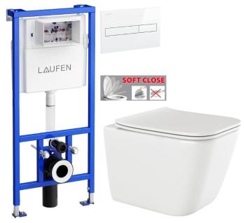 LAUFEN Rámový podomítkový modul CW1 SET s bílým tlačítkem + WC INVENA PAROS  + SEDÁTKO H8946600000001BI RO1