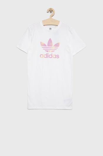 Dívčí šaty adidas Originals bílá barva, mini