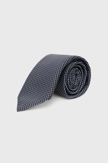 Hedvábná kravata Boss tmavomodrá barva