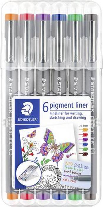 Staedtler 30803-SSB6 pigment liner 308 popisovač 6 ks/bal. oranžová, červená, fialová, modrá, zelená, hnědá 0.3 mm 6 ks