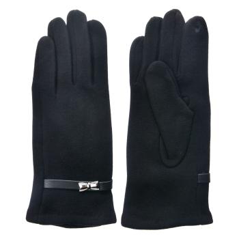 Černé zimní rukavice se stříbrnou mašlí - 8*24 cm MLGL0043