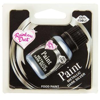 Rainbow Dust Metalická jedlá barva Dark Silver - Tmavá stříbrná 25 ml