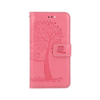 TopQ Pouzdro iPhone SE 2022 knížkové Růžový strom sovičky 75006 (Sun-75006)