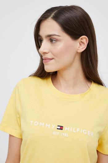 Bavlněné tričko Tommy Hilfiger žlutá barva
