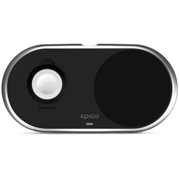 Epico bezdrátová kovová nabíječka pro Apple Watch a iPhone s adaptérem v balení - černá (9915111300031)