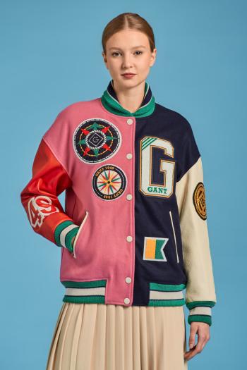 BUNDA GANT D1. OVERSIZED GANT VARSITY JACKET růžová XS