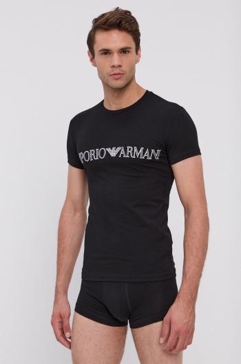 Pyžamová sada Emporio Armani Underwear černá barva, hladká