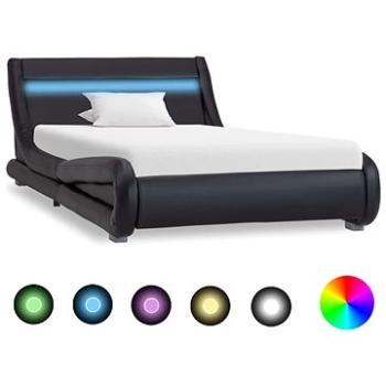 Rám postele s LED světlem černý umělá kůže 90x200 cm (285726)