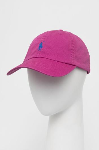 Bavlněná čepice Polo Ralph Lauren růžová barva, s aplikací