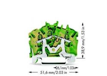 Svorka ochranného vodiče WAGO 2002-6307, osazení: Terre, pružinová svorka, 5.20 mm, zelená, žlutá, 100 ks