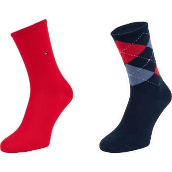 Tommy Hilfiger WOMEN CHECK SOCK 2P Dámské ponožky, červená, velikost 35-38