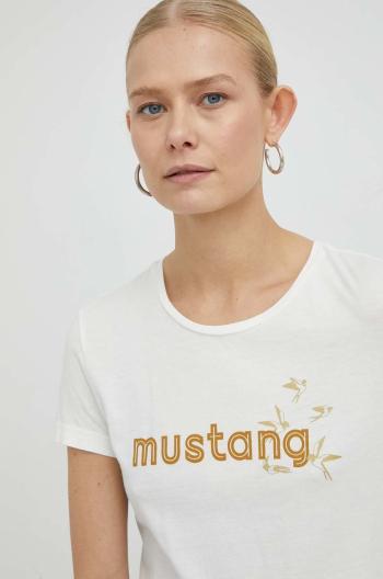 Bavlněné tričko Mustang bílá barva