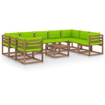 10dílná zahradní sedací souprava s jasně zelenými poduškami 3067523 (3067523)