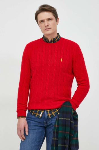 Vlněný svetr Polo Ralph Lauren pánský, červená barva, lehký