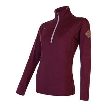 SENSOR MERINO UPPER dámská mikina krátký zip port red Velikost: XL