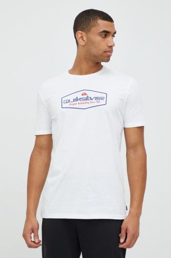 Bavlněné tričko Quiksilver bílá barva