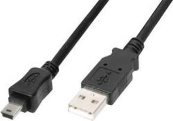 USB kabel OTG, USB 2.0 ⇔ miniUSB typ B, 1,8 m, černá