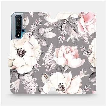 Flipové pouzdro na mobil Huawei Nova 5T - MX06S Květy na šedém pozadí (5903516057139)
