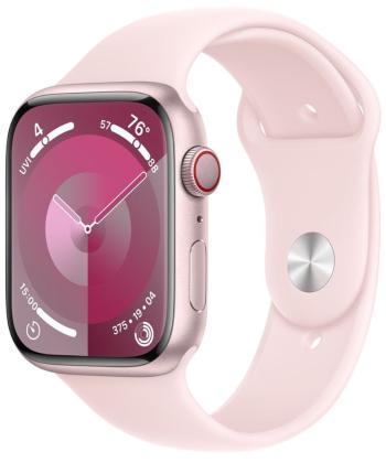 Apple Watch Series 9, Cellular, 45mm, Pink, Light Pink Sport Band - S/M (MRMK3QC/A)