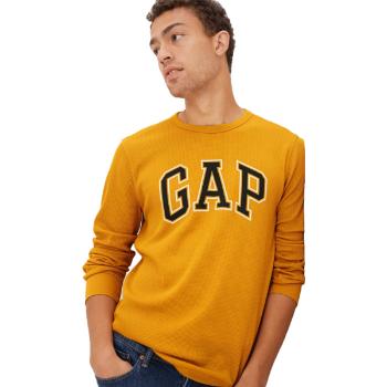 GAP V-INTX WAFFLE CREW LOGO Pánské tričko s dlouhým rukávem, žlutá, velikost M
