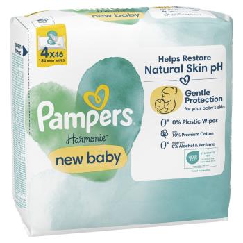 Pampers Harmonie New Baby Plastic Free Vlhčené ubrousky 4 x 46 ks