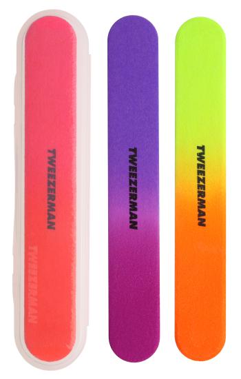 Tweezerman Neonové pilníky na nehty s pouzdrem, 3 ks